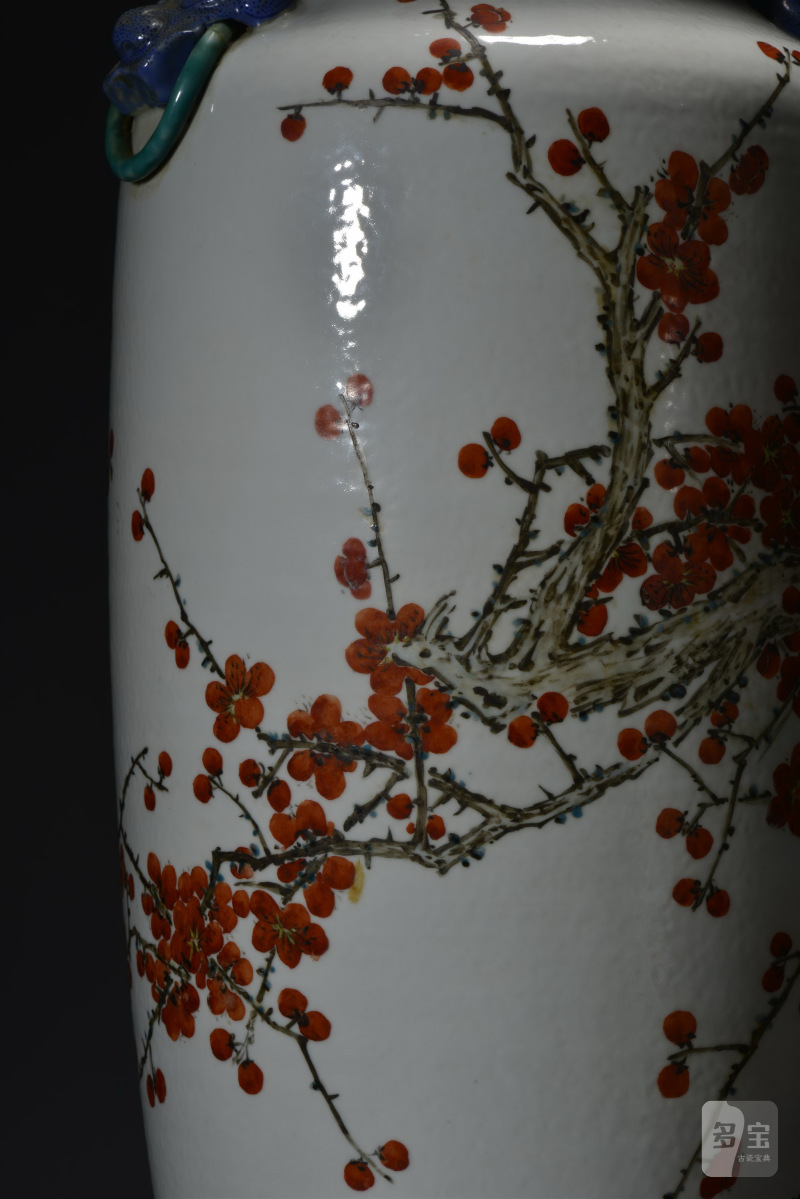 清光绪 金品卿风格浅绛彩梅花图大瓶一对 - 图13